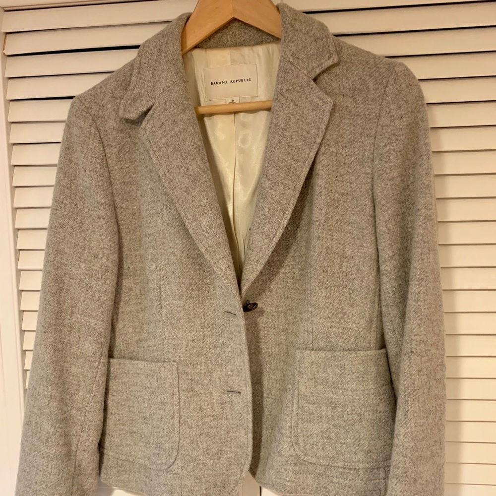 Banana Republic Wool blazer grey color